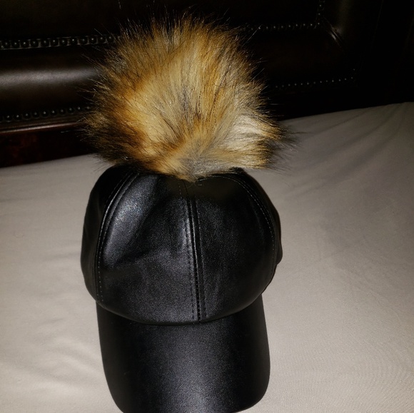 leather puff hat